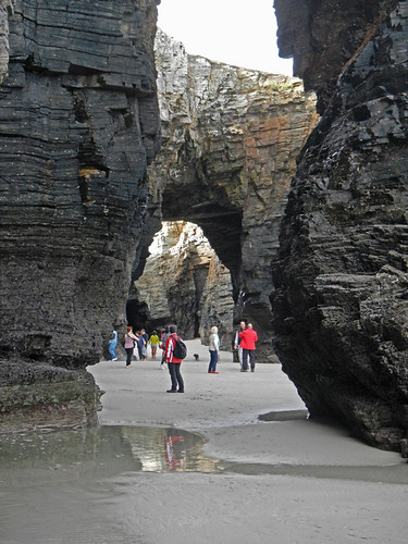 The fantastic rock formations at the Playa de Catedrales near Ribadeo, Spain