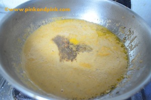 Heat ground mixture and spice powders for paneer pasanda recipe