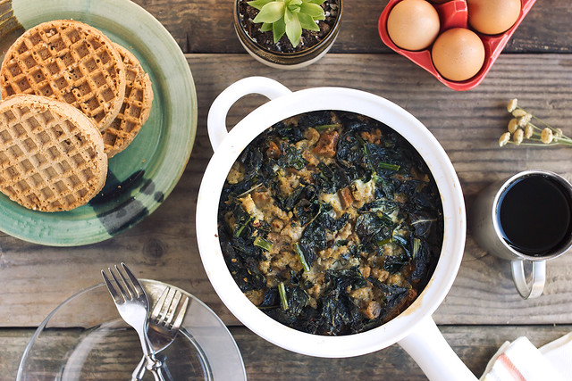 Sausage and Kale Waffle Stratta {gluten-free and dairy-free}