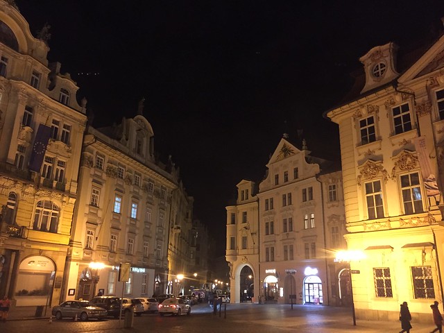 Prague's building at night