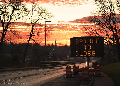 bridge sun sunrise construction destruction foxriver rise roadclosed browncounty roadclose wrighstown