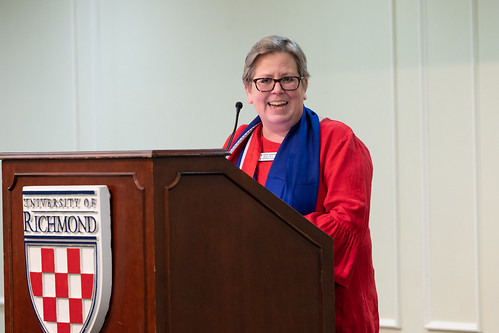 Associate Dean Kerstin Soderlund leads the induction ceremony