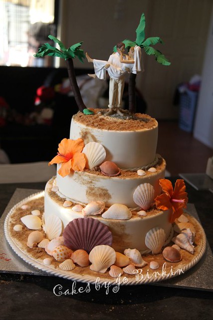 Beach Themed Wedding Cake from Cakes By Jo Binkin