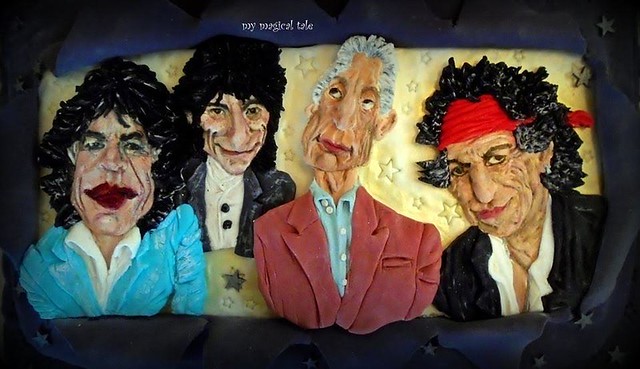 Rolling Stone Cake! Fondant caricature free hand painted by Stavroula Mousiou of My magical tale - sweet