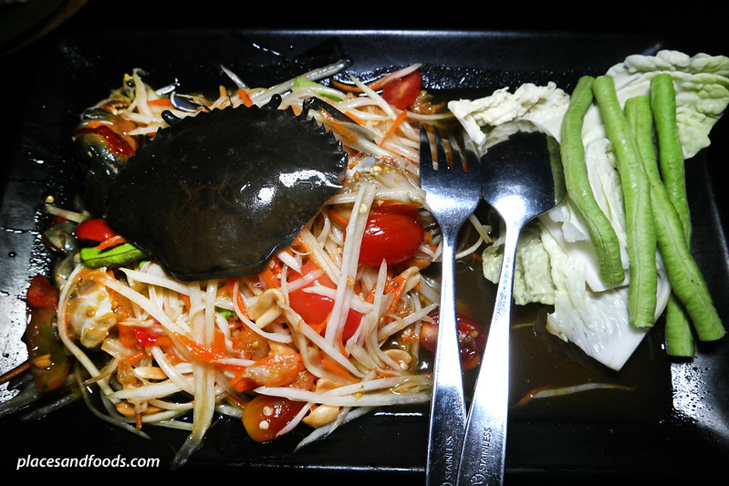 Savoey Green papaya salad and pickled roe crabs
