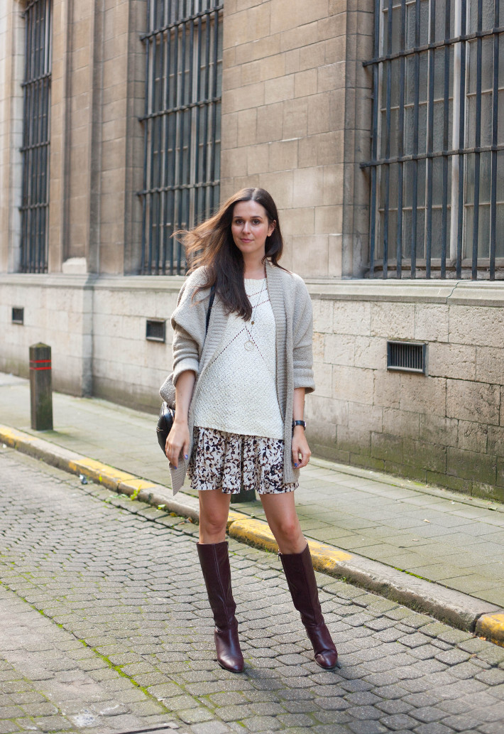skirt with knee boots