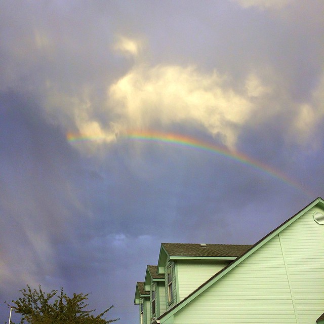 rainbow over a house