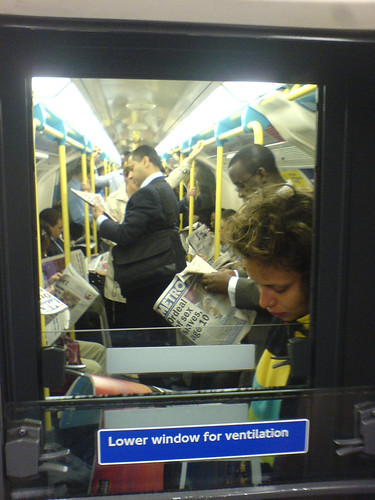 Morning rush-hour tube train
