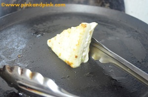 shallow fry sides and edges for paneer pasanda recipe
