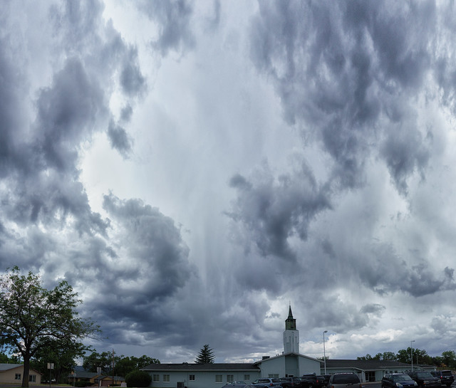Az Monsoon Clouds over LDS Church in Prescott, Az