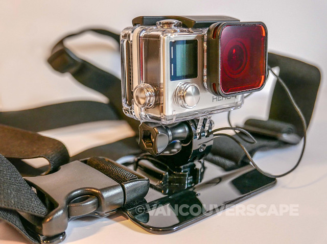 GoPro HERO4 Black, Chesty mount, Red Dive Filter