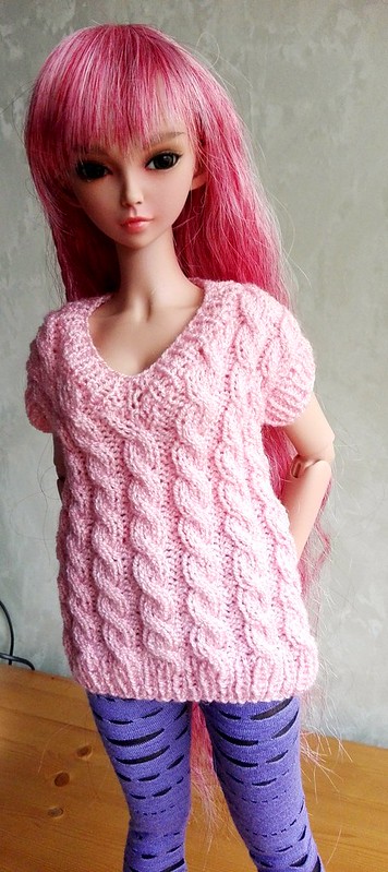 V-neck cable sweater