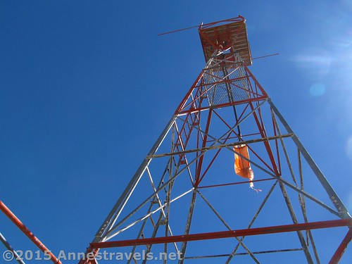 Looking up at the beacon tower at the Medicine Bow Aircraft Arrow, Wyoming