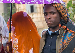 Oromo woman veiled during her wedding celebration with her husband, Amhara region, Artuma, Ethiopia