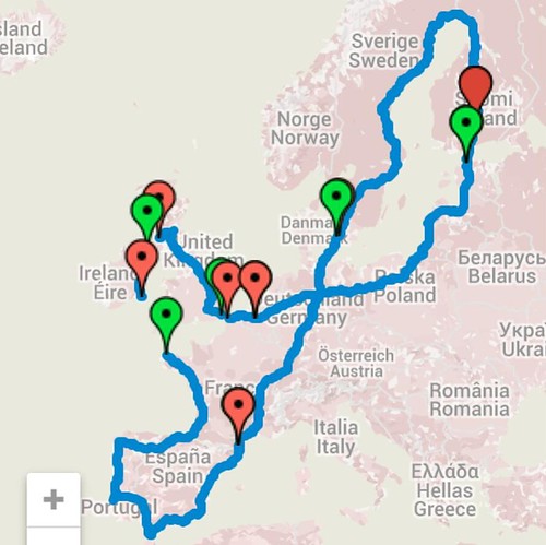 Route 1.0 goed voor 12800 km. De route zal nog wel veranderen maar de aanzet is er alvast #tourdeurope #bikelove #travel #travelbybike