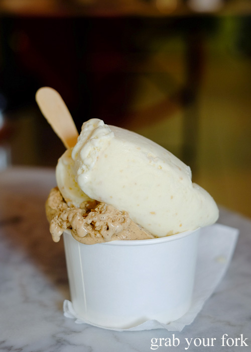 Coffee gelato and salted cashew gelato at Ciccone & Sons Gelateria, Redfern Sydney food blog review