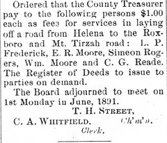 L  P  Frederick Road Fee_The_Roxboro_Courier_Thu__May_7__1891_