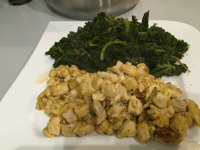 Citrus chicken with kale.