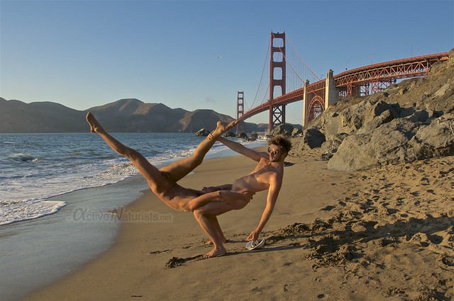 naturist acro-yoga 0007 Marshall's Beach, San Francisco, California, USA