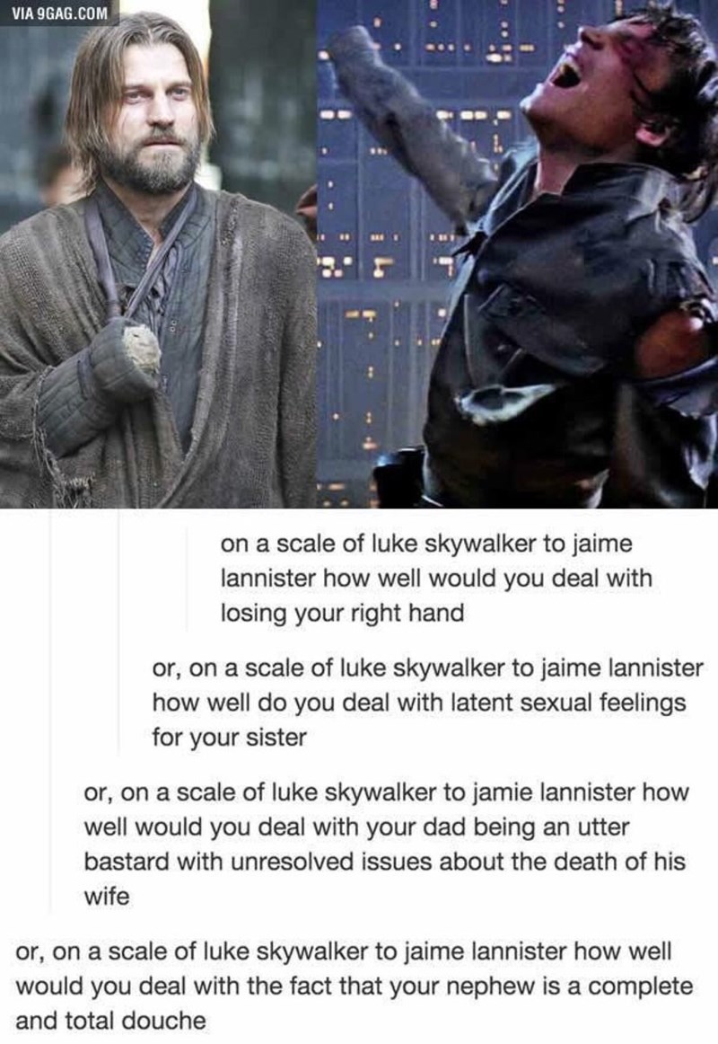 On a scale of Luke Skywalker to Jaime Lannister...