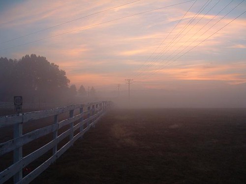 morning travel mist fog sunrise fence virginia