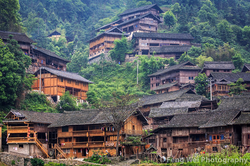 china travel color building tourism beautiful horizontal architecture rural cn forest asia village outdoor traditional scenic culture guizhou miao langde ethnic qiandongnan leishan