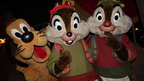 Chip n Dale with Pluto at Disneyland Halloween Party