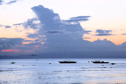 sunset sea boat seaside dusk cebu balamban