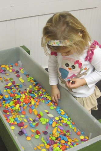 pop beads in the sensory table