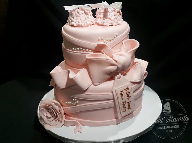 Girly and Elegant Christening Cake by Sweet Mamita