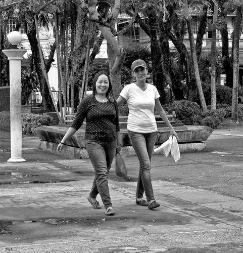 street ladies walking park blackandwhite silay city philippines