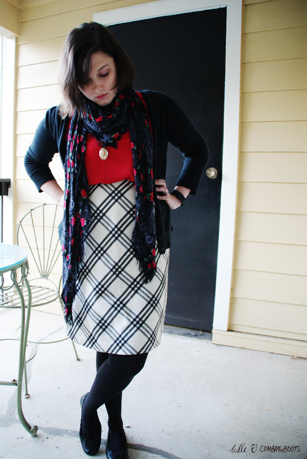 Tulle & Combat Boots: red & check.