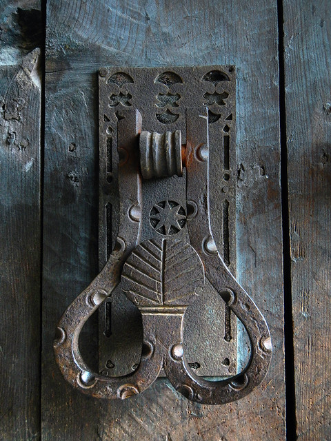 Spanish Wooden Door with Metal Doorknocker (Segovia)