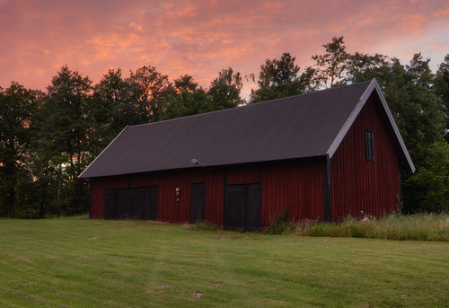 wood trees sunset sky house nature lamp grass clouds barn landscape countryside wooden doors cloudy sweden redhouse sverige pastoral hdr kalmar rya
