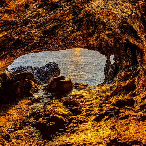 cyprus cavogreco capegreko ayioianargyroi cave golden light sea sunrise magical