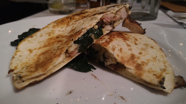 Jalepeno and cheddar bbq chicken and spinach quesadillas
