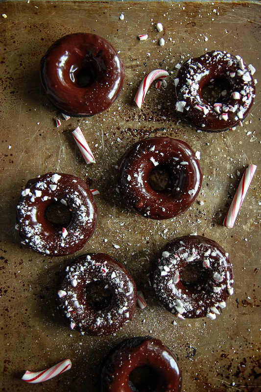 Chocolate Mint Candy Cane Donuts- Vegan Gluten Free