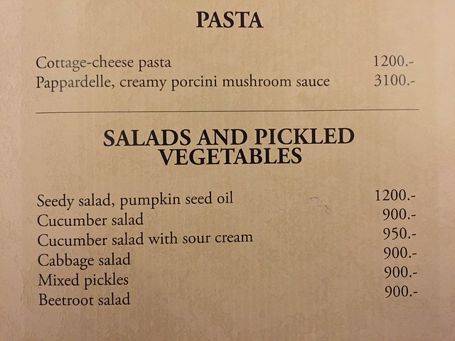 pasta and salad menu, Duna Corso Budapest