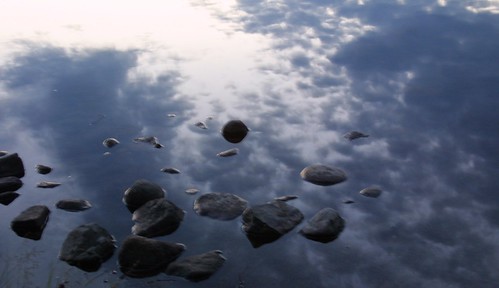 reflection water wisconsin clouds landscape rocks bearlake