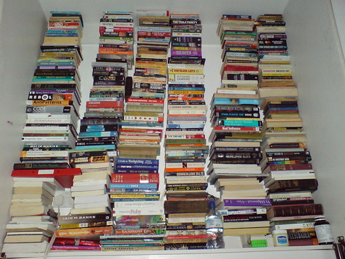 Books behind the bed