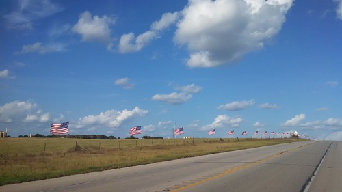 road sky usa cloud texas outdoor tx flag pasture shiner laborday