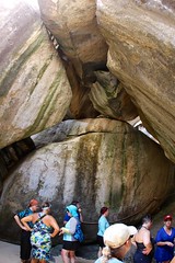 The rock boulders above us