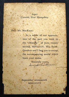St Gaudens letter to MacKaye