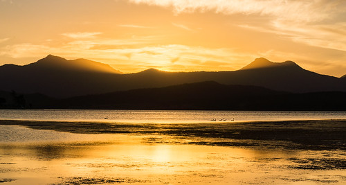 golden hour light moogerah dam lake evening sunset queensland australia