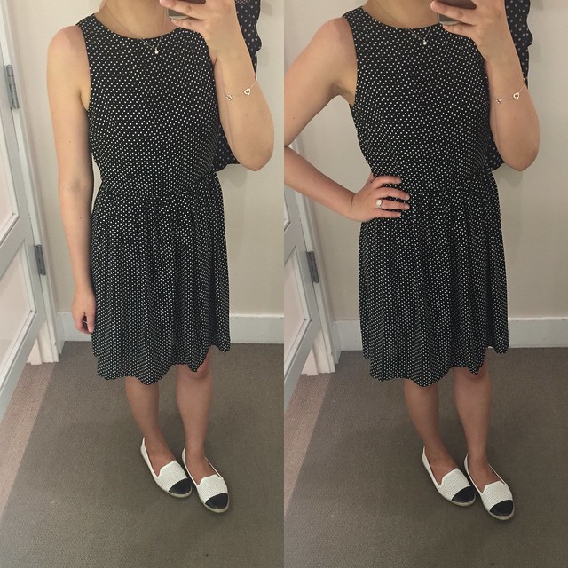  LOFT Mini Dot Shirred Dress, size 4P (review of 00 regular here)
