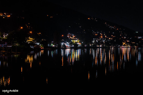 city travel india lake reflection station night dark lights boat hill lakes distance nainital hillstation uttarakhand d3200