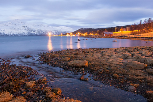 longexposure winter sea house snow ice beach norway ferry clouds reflections dawn lights pier shore fjord lamps oru ferryterminal rivulet troms brianferry 2015 svensby