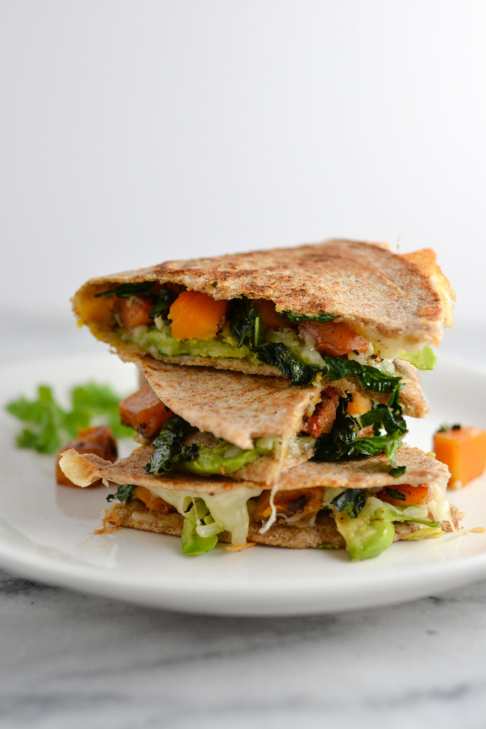 butternut squash and kale quesadillas | things i made today
