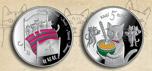 five-cats Latvia coin