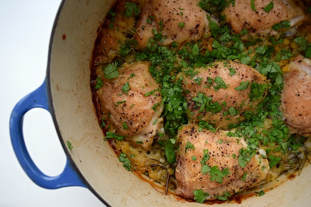 One Pot Roast Chicken alongside Lentils | www.rachelphipps.com @rachelphipps